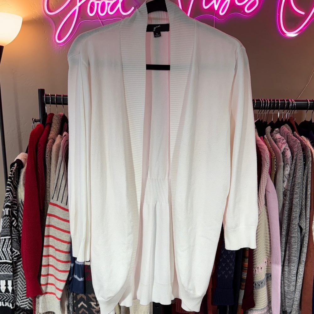 GNW Ivory Open-Front Cardigan